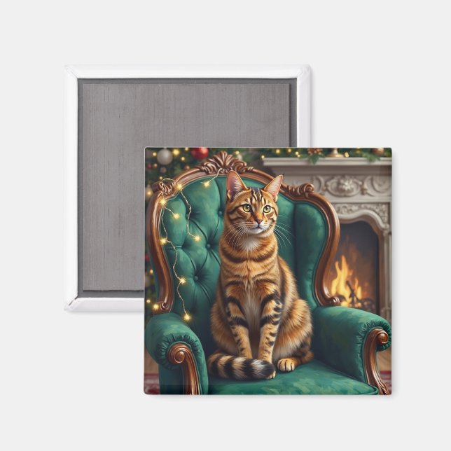 Elegant Abyssinian Cat Regal Holiday Portrait Art Magnet (Front/Back)