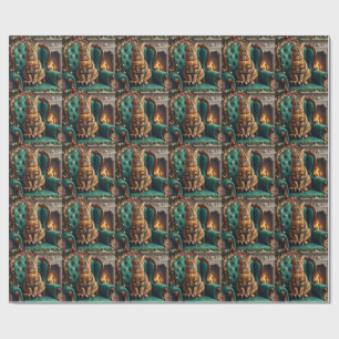 Elegant Abyssinsk Katt Kunglig Holiday Porträtt Ko Presentpapper