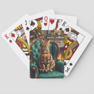 Elegant Abyssinsk katt kunglig semesterporträtt ko Casinokort