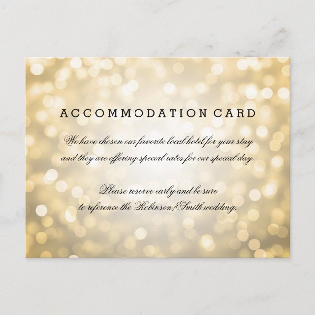 Elegant Accommodation Gold Glitter Lights Vykort (Framsida)