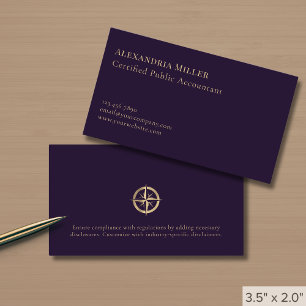 Elegant Accounting Services Guld Compass Logotyp Visitkort