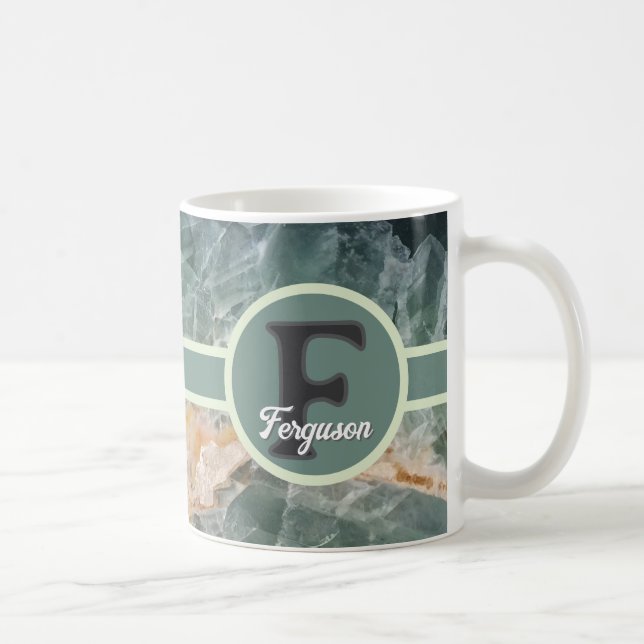 Elegant ädelstens initial familjenamn monogram kaffemugg (Höger)