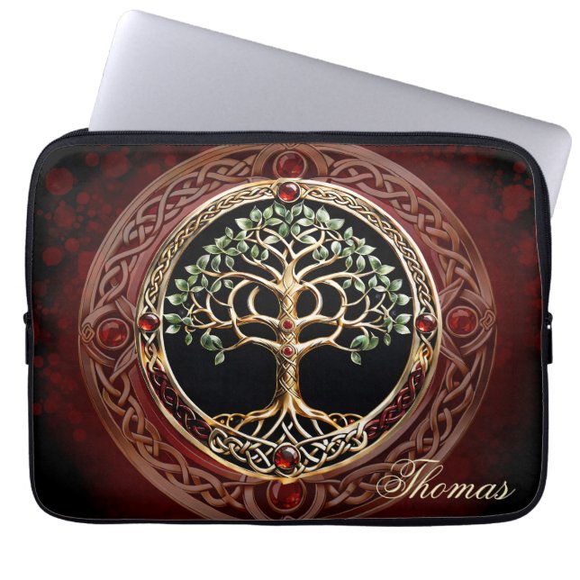 Elegant ädla livets träd med keltisk knut. laptop fodral (Framsidan)