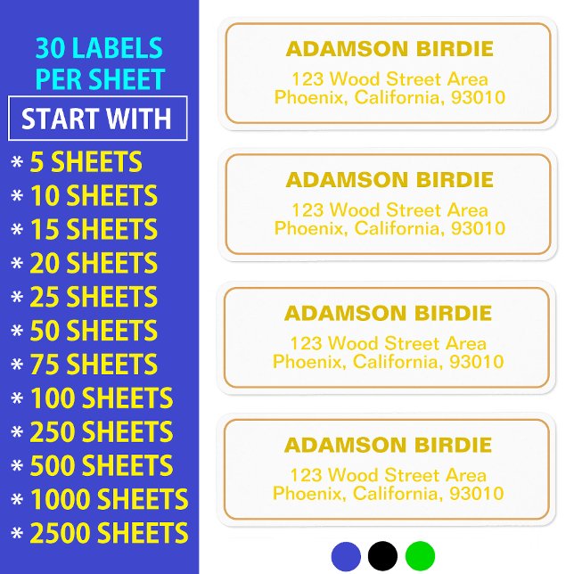 Elegant Adress-etiketter för e-post (Guld-etikette Returadress Etikett (CHIC Elegant return address stickers
Gold white labels
Stylish return address labels)