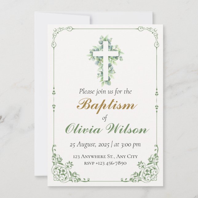 Elegant Adult Baptism Invitation Inbjudningar (Framsida)