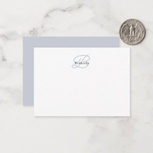 Elegant Aestesisk kalligrafi Muren Grått Monogram Anteckningskort