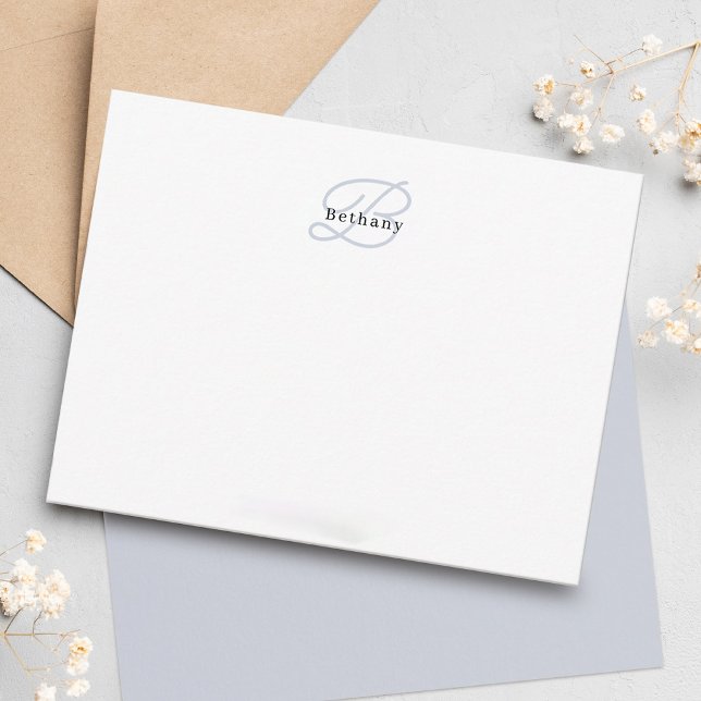 Elegant Aestesisk kalligrafi Muren Grått Monogram Anteckningskort (Skapare uppladdad)