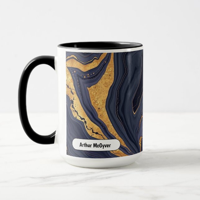 Elegant Aesthetic Gold Vein Luxe Agate Marble Mugg (Vänster)