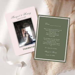 Elegant Aesthetic Modern Bröllop Photo Tack Kort