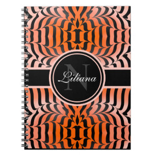 Elegant Aesthetic Orange & Black Tiger Skin Print Anteckningsbok