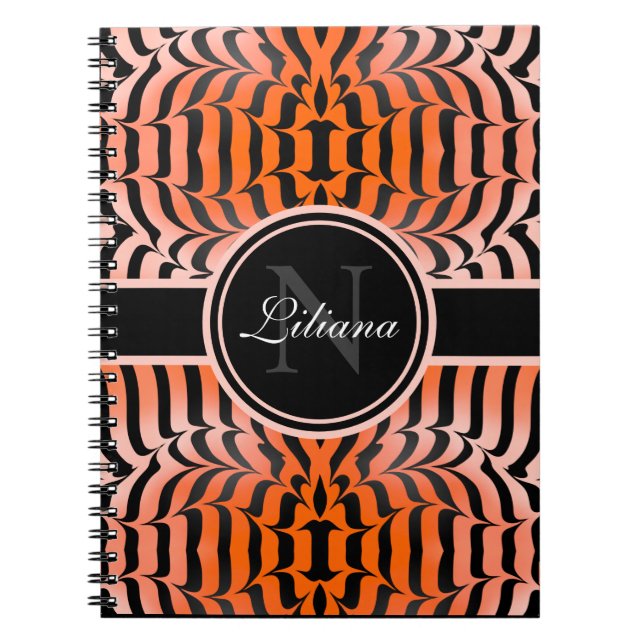Elegant Aesthetic Orange & Black Tiger Skin Print Anteckningsbok (Framsidan)
