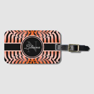 Elegant Aesthetic Orange & Black Tiger Skin Print Bagagebricka