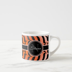 Elegant Aesthetic Orange & Black Tiger Skin Print Espressomugg