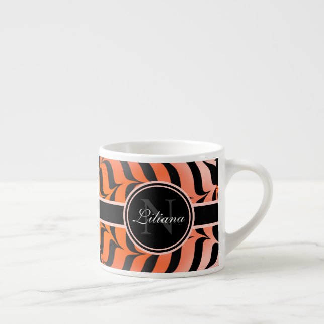 Elegant Aesthetic Orange & Black Tiger Skin Print Espressomugg (Höger)