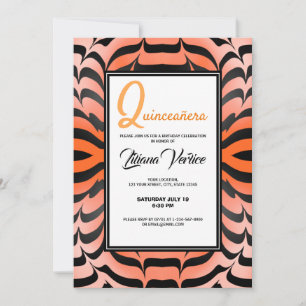 Elegant Aesthetic Orange & Black Tiger Skin Print Inbjudningar
