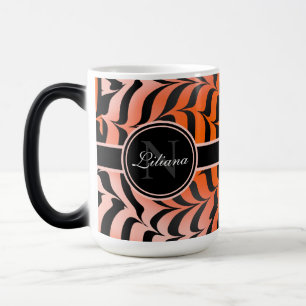 Elegant Aesthetic Orange & Black Tiger Skin Print Magisk Mugg