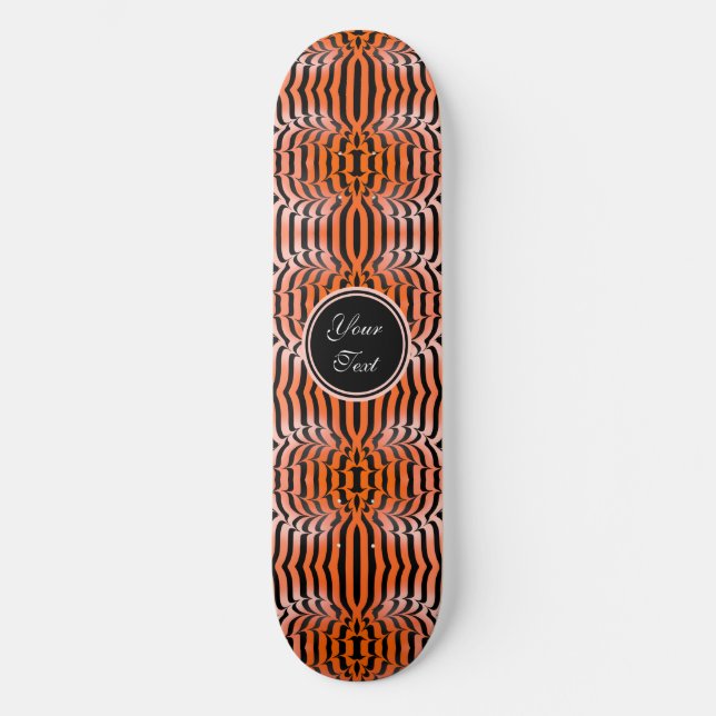 Elegant Aesthetic Orange & Black Tiger Skin Print Mini Skateboard Bräda 18,5 Cm (Framsida)