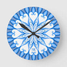 Elegant Aesthetic White & Blue Mandala Monogrammed