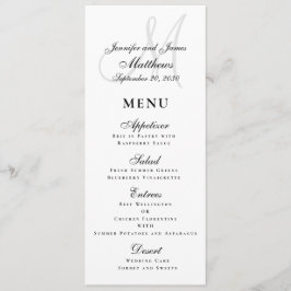 Elegant Affair Black White Script Monogram Bröllop Meny