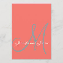Elegant Affair Coral Grått Monogram Bröllop