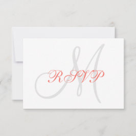 Elegant Affair Coral Grått Monogram Bröllop OSA Kort