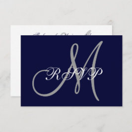 Elegant Affair Navy Blue Grått Initial Bröllop OSA Kort