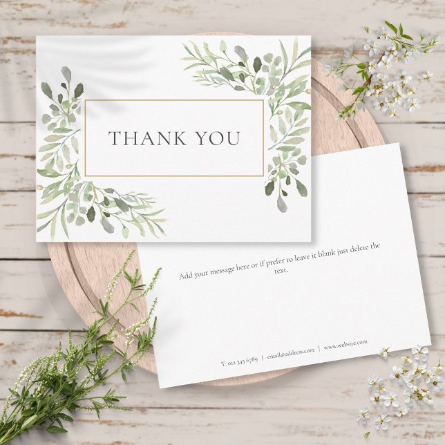 Elegant affärs tack botanisk grönska vykort (Elegant Business Thank You Botanical Greenery Postcard)