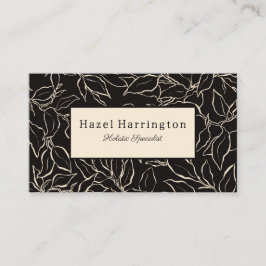 Elegant Affärskort Svartvit botaniskt Löv Visitkort