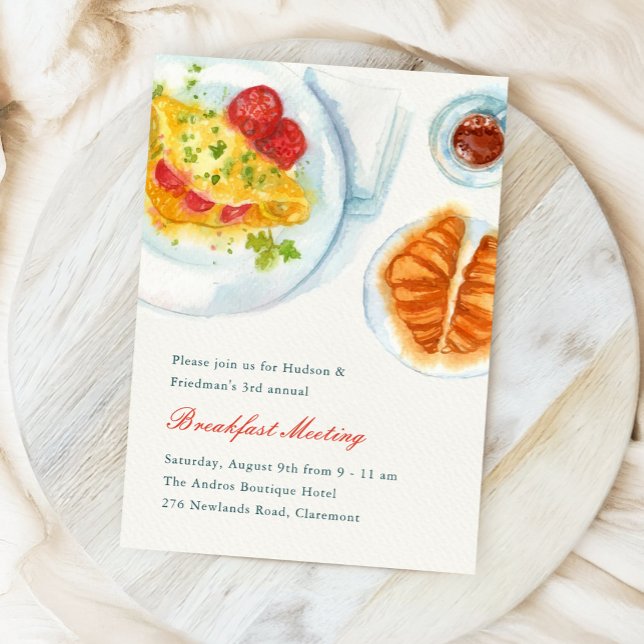 Elegant affärsmöte med vattenfärg frukost inbjudningar (watercolour breakfast meeting invitation)