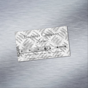 Elegant affärssilver metallnitar lås look 3 visitkortmagnet