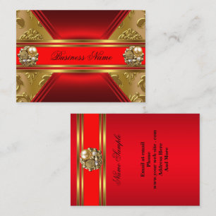 Elegant affärsverksamhet Röd Guld Damask Juvel 2 Visitkort