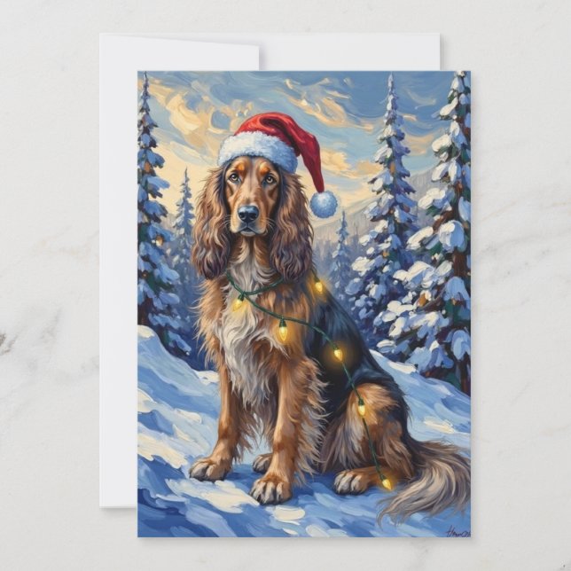 Elegant Afghan Hound Winter Wonderland Christmas Julkort (Framsida)