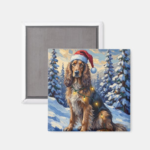 Elegant Afghansk Hound Vinter Världens Jul Magnet