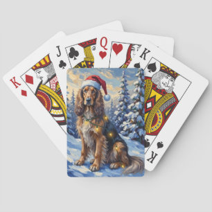 Elegant Afghansk Varghund Vinter Världens Jul Casinokort