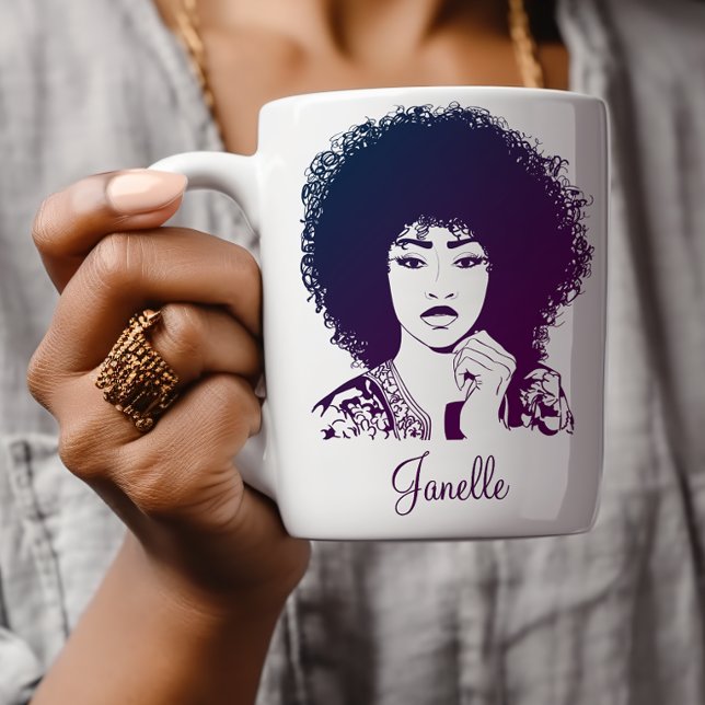 Elegant African American Afro Woman Kaffemugg (Skapare uppladdad)
