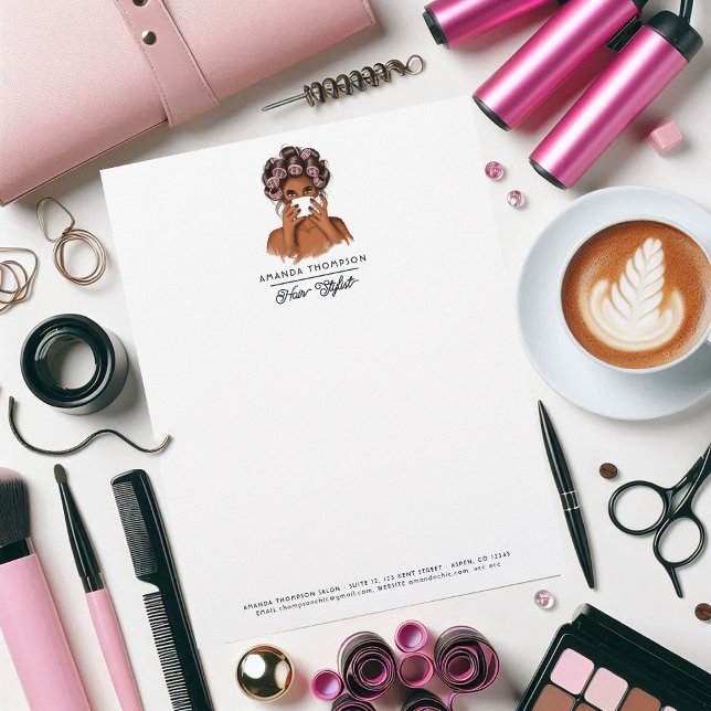 Elegant African American Hair Salon Brevhuvud (Elegant African American Hair Salon Letterhead)