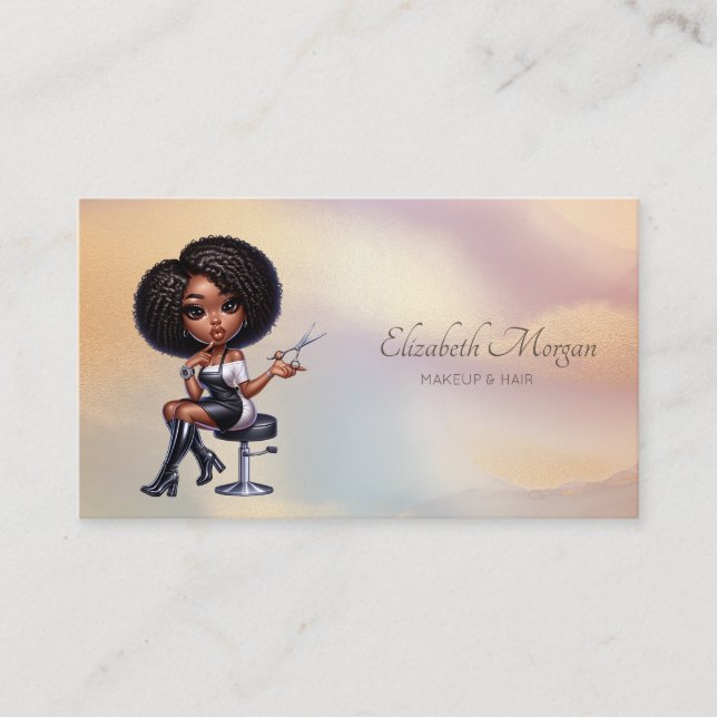 Elegant African American Hairdresser Colorful Visitkort (Framsida)