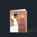 Elegant African American Sister Brown Kort<br><div class="desc">Det här vackra födelsedagskortet har en afrikansk amerikansk kvinna med en vacker vit gåva. Skicka ett hjärtligt kort till din syster som uttrycker exakt vad du ville säga.</div>
