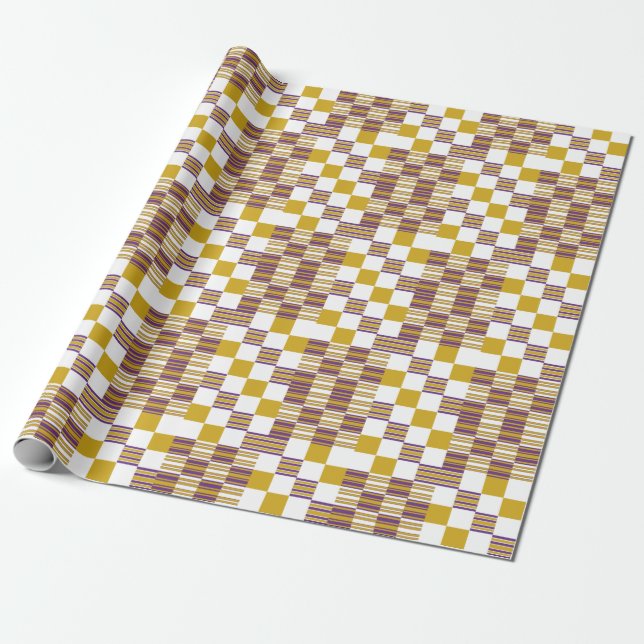 Elegant African Guld och Lila Kente Presentpapper (Utrullad)