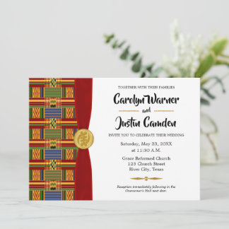 Elegant African Play Kente K84 Bröllopsinbjudan Inbjudningar