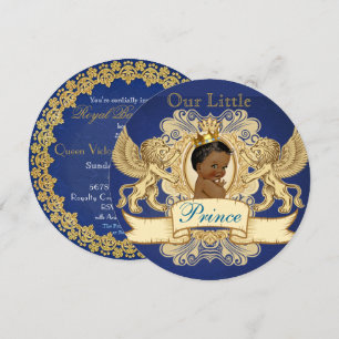 Elegant African Prince Royal Blue och Guld Inbjudningar