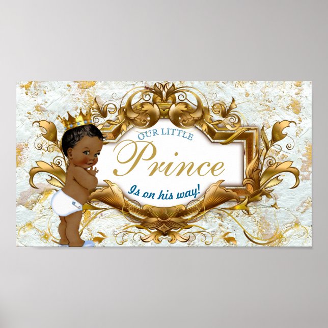 Elegant African Prince White & Guld Marble Poster (Framsidan)