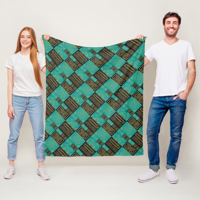 Elegant African Tribal Geometric Mönster Fleecefilt (På plats)