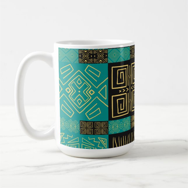 Elegant African Tribal Geometric Mönster Kaffemugg (Vänster)