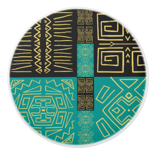 Elegant African Tribal Geometric Mönster Knopp