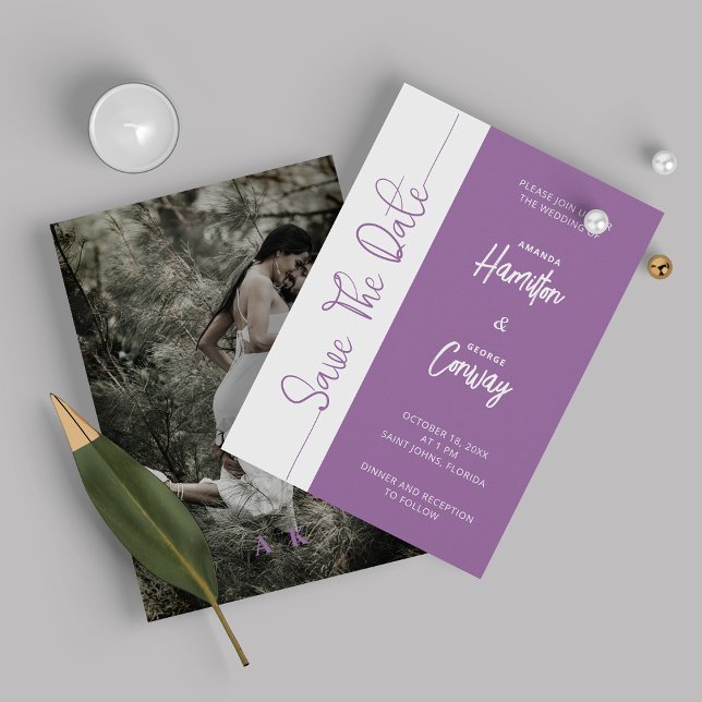 Elegant African Violet Save Date Bröllop Inbjudningar (Skapare uppladdad)