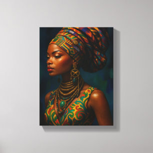 Elegant afrikansk kvinna i det traditionella Attir Canvastryck