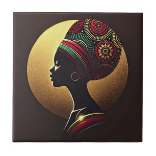 Elegant afrikansk kvinna porträtt illustration kakelplatta