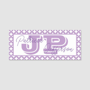 Elegant afrikansk lila mesh modern monogram namnbricka