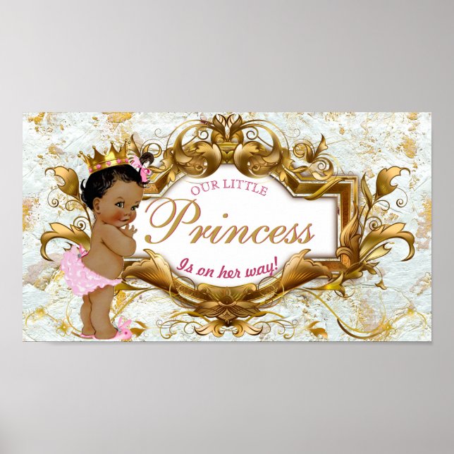 Elegant afrikansk prinsessa vit & guldmarmor poster (Framsidan)